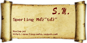 Sperling Máté névjegykártya